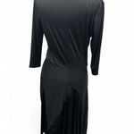 Catherine Malandrino Black Ruched Sheath Dress V-Neck 3/4 Sleeve Photo 2
