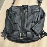 Vintage Genuine Leather Moto Jacket Crossbody Bag Black Photo 3