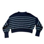 Free People  Easy Street Crop Navy Stripped Sweater XS Coastal Mock Neck Pullover Photo 4