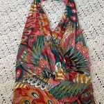 Rachel Pally Peacock Print Halter Tank Top Multicolor (Small) Art to Wear Boho Photo 0
