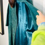 Vintage Andy Anderson Suede Green Rabbit Fur Collar Button Trench Coat Size M Size M Photo 9