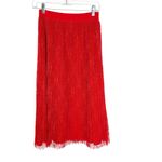 Aritzia Little Moon Red Floral Lace Pleated Midi Skirt Size Photo 5