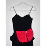 1980s Jitwo’s by Harmon & Co Black Velvet Cocktail Dress w Red Bow XS Photo 9