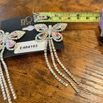 NWT nOir Iridescent Crystal Butterfly Clear Rhinestone Dangle Statement Earrings Silver Photo 4