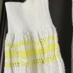 Le Tigre White and Yellow Crew Neck Sweater with Cable Knit 100% Cotton Size XS Photo 3