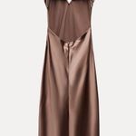 ZARA dress midi maxi satin wedding chocolate brown party cocktail Photo 16