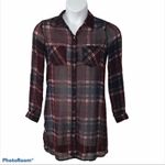 Charlotte Russe Plaid Button Up Tunic Shirt 90s Grunge Sheer Top Size Small Photo 2