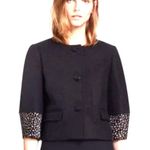 Tory Burch Peggy Calf Half Trimmed Wool Blend Jacket Black Women's Size 12 Photo 0