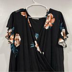 Loveappella  Black Flutter Faux Wrap Floral Maxi Dress 3X Photo 1