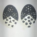 Vintage Black & White Funky Oval Studded Retro Boho Pierced Earrings Photo 1