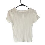 Sanctuary  White Ribbed Textured Boat Neck Cotton Short Sleeve Shirt Women Sz M Photo 1