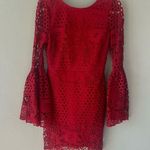 The Clothing Company Crochet Cherry Red Mini-dress with Bell Sleeves Photo 0