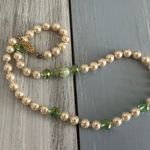 Gorgeous Beaded Necklace Glass Pearls Green Crystal & A Colorful Focal Beads Multiple Photo 3