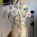 H&M Divided Multicolor Floral V-Neck Crop Top with Back Key Hole Photo 2