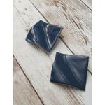 Vintage Earrings Large Wavy Square Dark Blue Earrings for Pierced Ears Photo 1