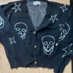 No Boundaries New Women’s  Skull 💀 Print Cardigan Black White size Small 4-6 Photo 0