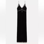 ZARA NWT LONG LACE VELVET DRESS SIZE S Photo 13