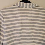 Caslon  Gray and Cream Striped Sweatshirt Blazer Photo 4