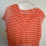 New York & Co. Hooded T-Shirt Coral White Stripes Photo 1