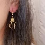 NEW skeleton earrings, punk jewelry, skeleton jewelry, goth jewelry, gold skull Photo 4