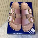 Birkenstock  Pink Arizona Big Buckle Velvet Sandals Photo 1