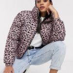 Brave Soul  Pink Black Leopard Print‎ Puffer Coat Jacket XS Photo 0