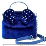 Lounge Fly NWT Disney Exclusive Minnie Mouse Ears blue velvet crossbody handbag Photo 0