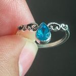 Teal crystal silver ring size 4.5 Photo 6