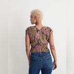 Madewell Shirred Cap-Sleeve Top in Brushstroke Monstera Dark Coffee Small Photo 2