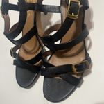 Elie Tahari Sz 41 US 10 Black Leather Strappy Sandals Heels Photo 3