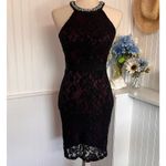 Sequin Hearts  Black & Mauve Open Back Lace Dress Photo 2