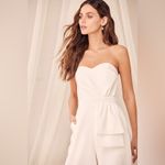 NWT Lulus Won a Heart Strapless‎ Wide Leg Jumpsuit in White Size Small Photo 1