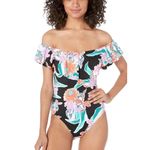 Trina Turk  Women's Tropic Wave Over the Shoulder‎ Bandeau One Piece Size 10 Photo 3