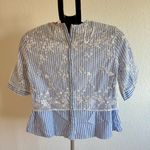 ZARA  Lace Overlay Blue White Striped Top Photo 5