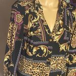 Cache Vintage Baroque Long Sleeve Blouse size XL Black Photo 4