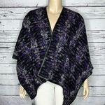 BCBG MaxAzria NWT O/S One Size Faux Leather Trim Wool Blend Rudy Cape Poncho Photo 0