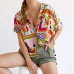 Maeve Anthropologie bon voyage loose maximalist short sleeve button down Photo 0