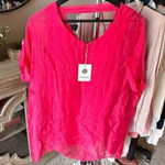 Sugar Babe NWT Hot Pink Sheer Blouse Short Sleeve Women’s Size Small Photo 0