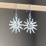 Handmade simple retro vintage boho funky hippie style stainless steel sun dangle earrings☀️ Photo 0