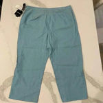 Sag Harbor NWT Women's 18 Linen Blend Cropped Pants Blue Zipper/Button Vacation Photo 4