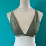 Aerie NWT Shine Rib Plunge Bikini Top Olive Fun Swim Surf Paddle Beach Size M Photo 2