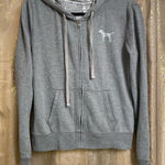 PINK - Victoria's Secret PINK Y2K Victorias Secret Gray Silver Sequin Bling Zip Sweater Medium Photo 0