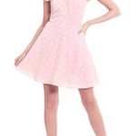 Gianni Bini GB  Ruffle Flutter Sleeve Tie Polka Dot Mini Dress Pink‎ White Medium Photo 0