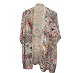 Cato Kimono Cardigan S Cream Multicolor Abstract Crochet Back Open Front Boho Photo 1