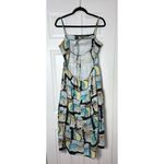 Anthropologie R. G. Kane Costa Beach Postcard Print Open Back Tiered Midi Dress Size Large Photo 9