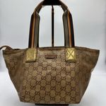 Gucci GG Crystal Small Tote Bag Gold Gray Brown Photo 0