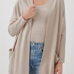 Pact Airplane Cardigan Size L/XL Organic Cotton Neutral Cream Tan Staple Photo 0