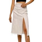 Free People Mambo Denim Midi Skirt In White Wash size 25 Waist NWT 100% Cotton Photo 0