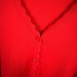 Isaac Mizrahi Isaac‎ Mizrahi Live! Scalloped Trim Red Cardigan XL Button Front Sweater Holiday Photo 1