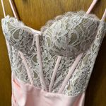 Miss Circle Junia Lace Corset Ruffle Hem Maxi Dress Asymmetrical Pink Medium Photo 5